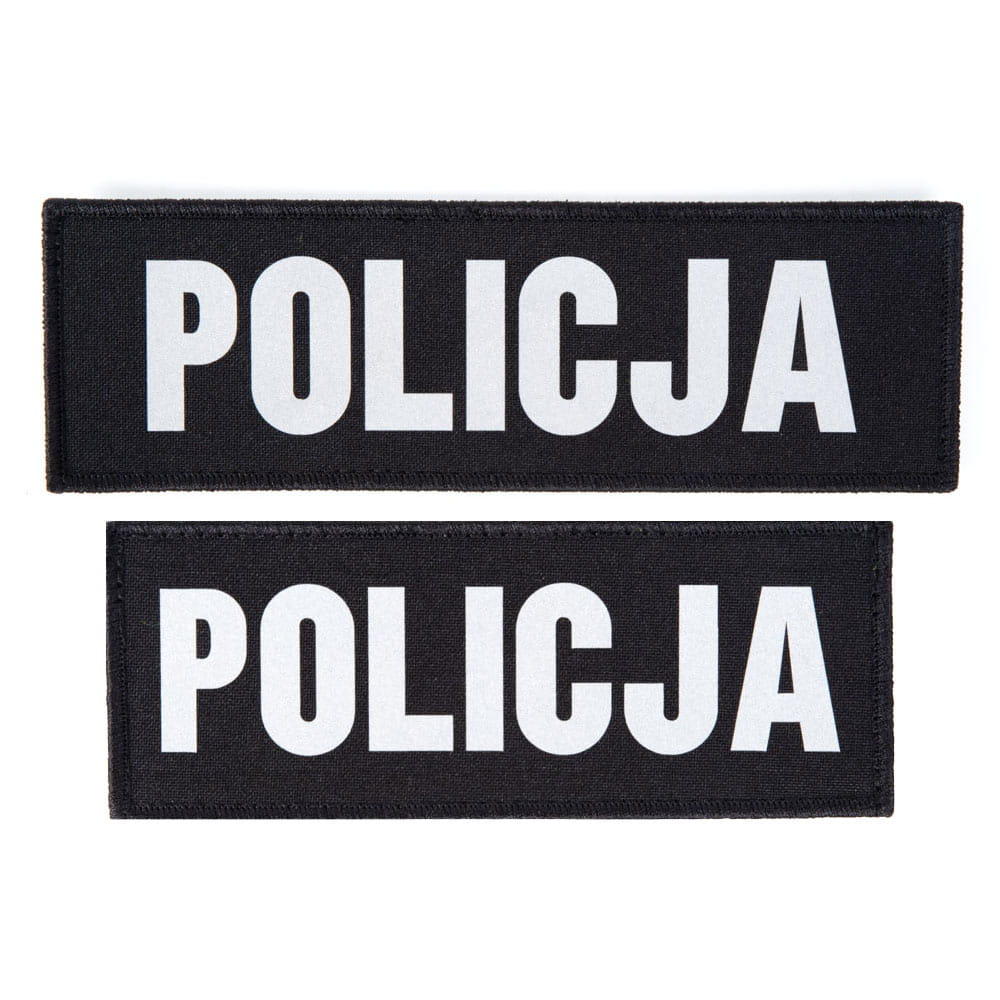 Napis odblaskowy z rzepem POLICJA - komplet na kamizelkę